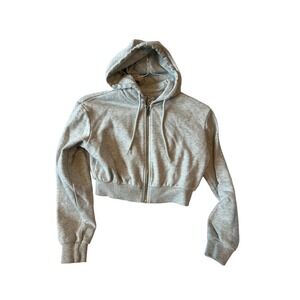 Divided Crop Top Zip Up Hoodie Womans XXS